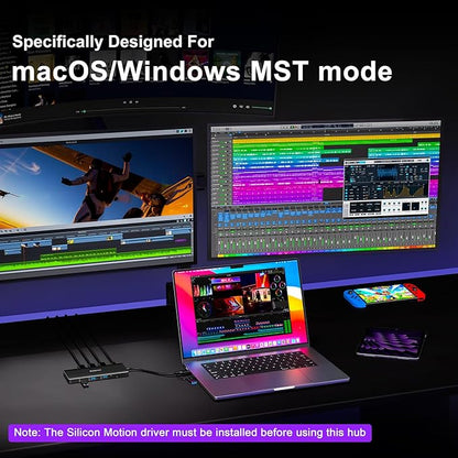 USB C Docking Station 3 Monitors Compatible with Mac/Windows, KOZYC Triple Display Docking Station with 3xHDMI(4k60Hz/30Hz+1080p), 3xUSB 3.0, SD/TF, 100W PD with HDMI Splitter Extend Display 3 Monitor
