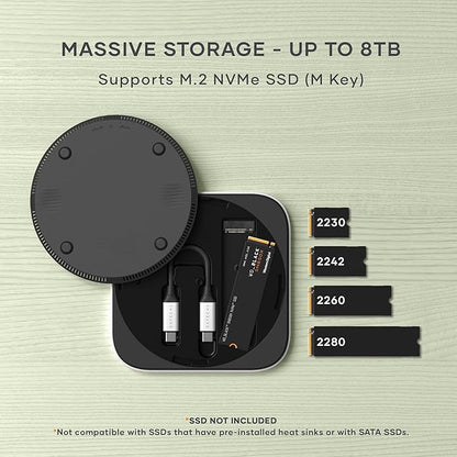 Satechi USB4 NVMe SSD Enclosure for Mac mini M4, M.2 NVMe SSD Enclosure with up to 40Gbps, up to 8TB, for Sizes 2280/2260/2242/2230mm – Compatible with Thunderbolt 5/4, USB4 (SSD Not Included)