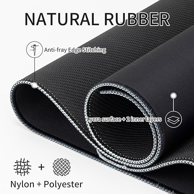 RAINYEAR Large Gaming Mouse Pad(35.4 x 15.7 Inch), Computer Mousepad with Anti-Slip Rubber Base, Smooth Large Keyboard Mouse Pad Mat for Gamer, Office, Home, Black
