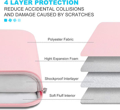 Lacdo Laptop Sleeve Case for 14 inch New MacBook Pro M4/M3/M2/M1 Chips Pro Max A3112 A3401 A3185 A2918 A2992 A2779 2024-2021, 13.8" 13.5" Microsoft Surface Laptop 7th 6 5 4 3 Computer Bag, Pink