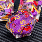 ARUOHHA DND Resin Dice Set 7Pcs Handmade Glitter Inclusions Sharp Edge Dragons Dice with Box, Role Playing Game RPG Lightning Polyhedral Dungeons D and D Dice Set
