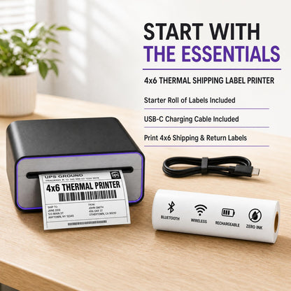 Zeturn 4x6 Thermal Shipping Label Printer, Bluetooth Wireless