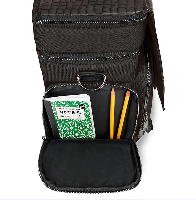 ENHANCE Collector's Edition RPG Adventurer's DND Bag - Dragon Hide Exterior Travel RPG Bag with Tabletop Miniatures Storage Vault, Mat Holder, DND Dice & Token Pockets, Fits 4-8 Books (Dragon Black)