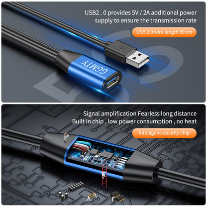GGMTY USB 2.0 Type A Male to A Female Active Repeater Extension Cable 50ft, High Speed 480 Mbps