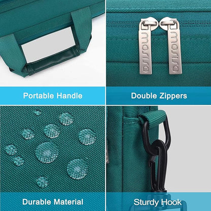 MOSISO Laptop Shoulder Bag, Computer Bag with 2 Raised&1 Flapover&1 Horizontal Pocket&Handle&Belt