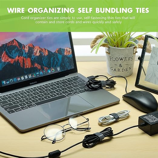 WILLBOND 1/2 Inch x 90ft Fastening Tape Cable Ties Reusable Fastening Nylon Tape Double Side Hook Roll Hook and Loop Straps Wires Cords Management Wire Organizer Straps (Black)