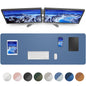Leather Desk Pad Blotter,Mouse Pad,Office Desk Mat, Non-Slip PU Leather Desk mat,Large Desk mat,Waterproof Keyboard mat for Office/Home/Decor (Grey Blue,23.6" x 13")