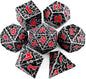 Haxtec DND Dice Set Polyhedral D&D Dice Compatible with Dungeons and Dragons Gift TTRPG Antique Iron Red Metal Dice