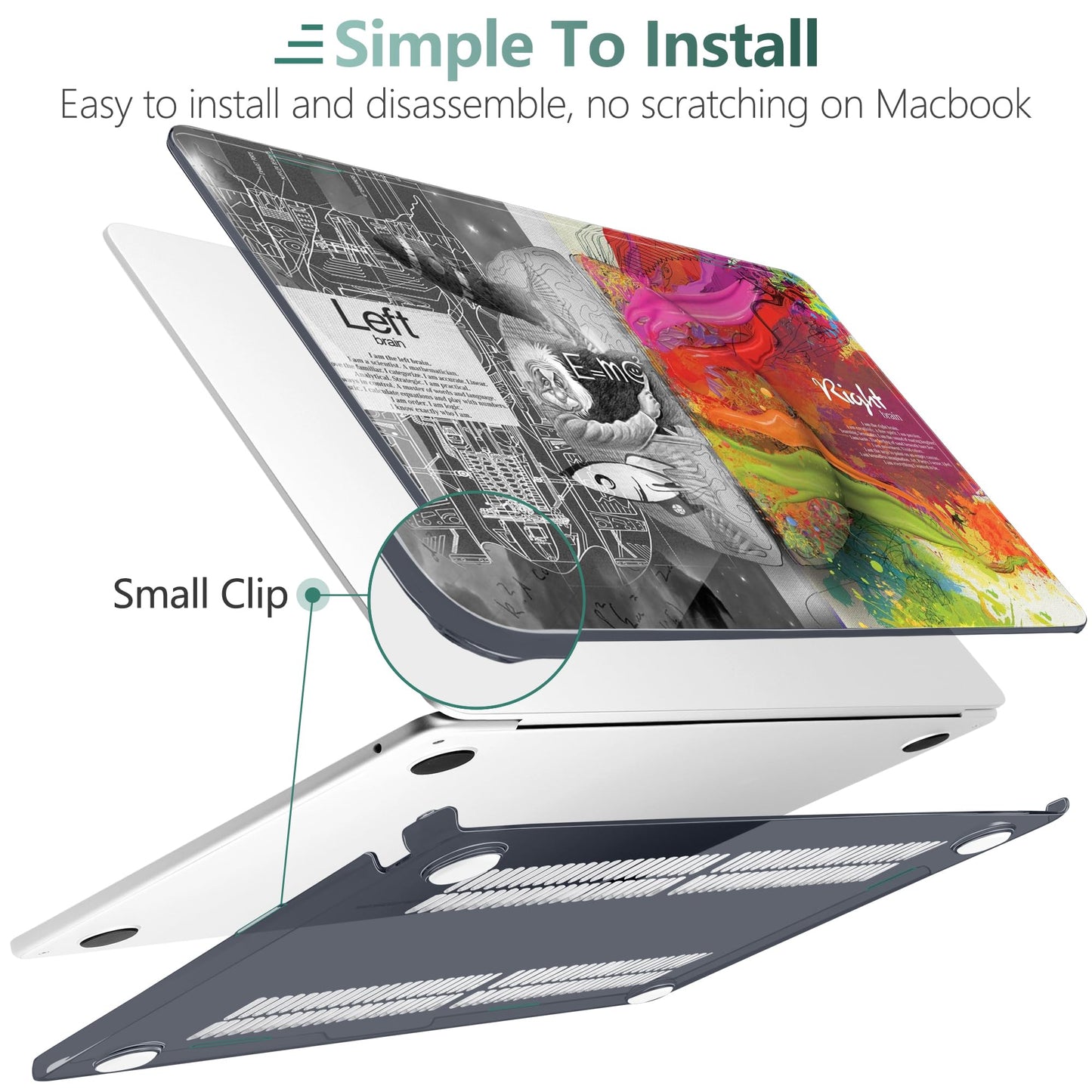 TWOLSKOO for MacBook Air 13 inch Case M5 2026 M4 2025 M3 M2 2024-2022 A3449 A3240 A3113 A2681, Plastic Hard Shell & Keyboard Cover & Screen Film for MacBook Air 13.6 inch Case, Creative Brain
