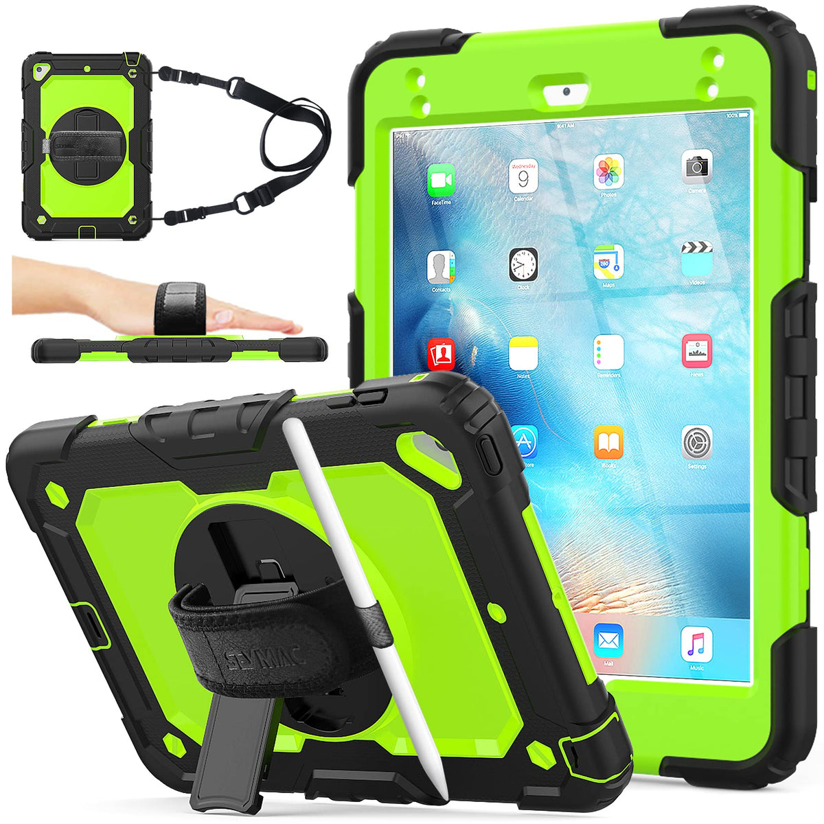SEYMAC stock Case for iPad (A16) 11th/10th Generation 11''/10.9'' 2025/2022, Full-Body Drop Protection Case with Screen Protector &360° Rotate Hand Strap/Stand, Pink+Black