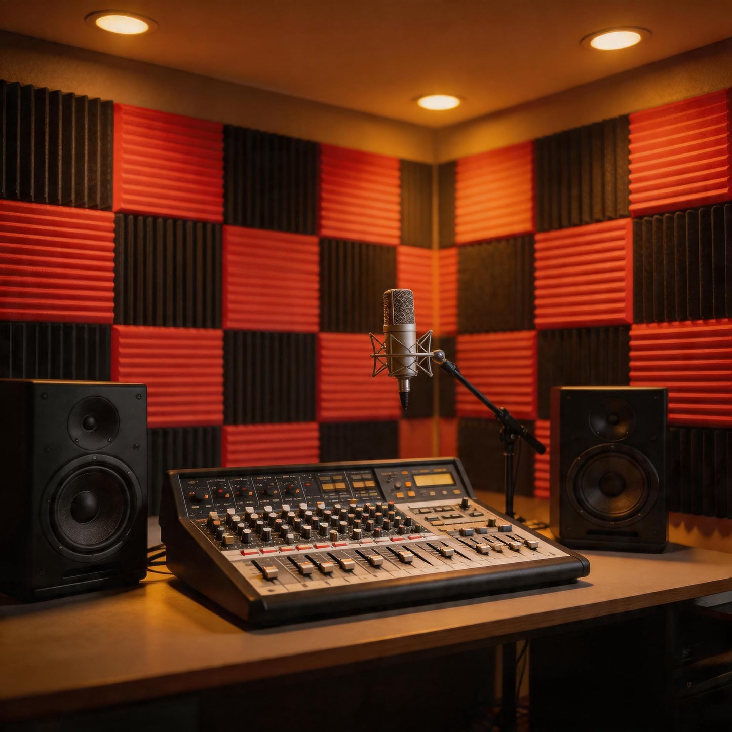 96 Pack Black/RED 12 "X 12 "X1" Acoustic Panels Studio Soundproofing Foam Wedge Tiles(Accompanied By Double-Sided Adhesive Tape)