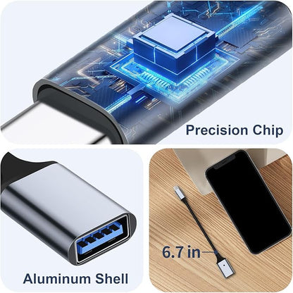 USB C to USB 3.0 Adapter [2 Pack], Type C Male to USB Female OTG Cable Thunderbolt3 to USB Adapter Compatible for iPhone 16 Pro Max/16 Plus/16/15 iPad MacBook Pro/Air Samsung Galaxy S24/S23/S22/S21