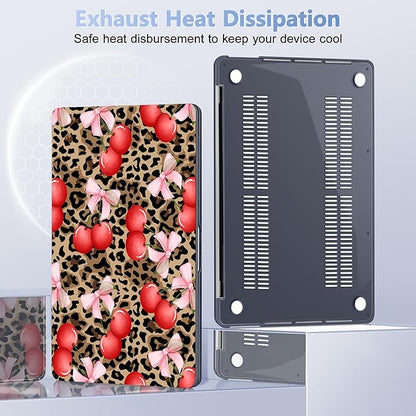 Case for MacBook Pro 13 inch with/Without Touch Bar (2016-2022, M2 A2338 M1 A2289 A2251 A2159 A1989 A1706 A1708), Hard Shell + Keyboard Cover + Dust Plug, Leopard Cherry