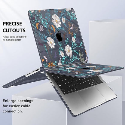 for MacBook Pro 16 inch Case 2021 2022 2023 2024 Release A3186 A3403 M4 A2991 M3 A2780 M2 A2485 M1 Pro/Max, Hard Shell Case with Screen Protector & Keyboard Cover, Rustic Flowers