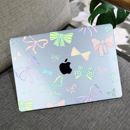 MEEgoodo Case for M4/M3/M2 MacBook Air 13.6 inch Case 2025 2024 2022, Fit Model A3240/A3113/A2681, Laptop Hard Shell with Keyboard Cover Compatible with MacBook Air 13 inch, Hand Drawn Doodles & Bow