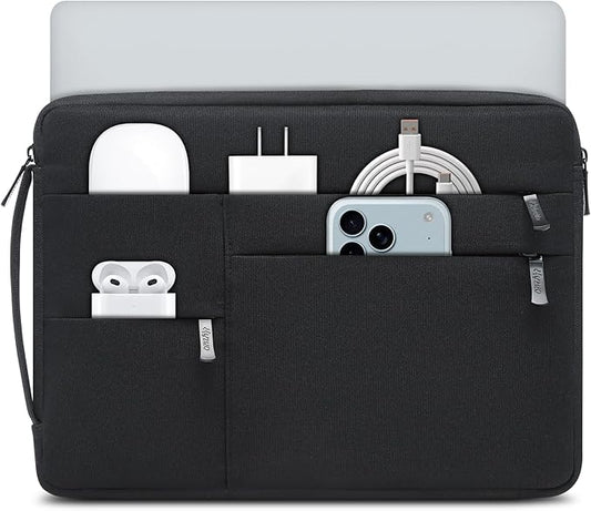 HYZUO 13.3-14 Inch Laptop Sleeve Bag for MacBook Pro 14 M5-M1, MacBook Air/Pro 13, 13.8-13 Surface Laptop/Book, Portable Notebook Case for 13" HP Dell Lenovo ThinkPad Asus Acer Samsung, Classic Black