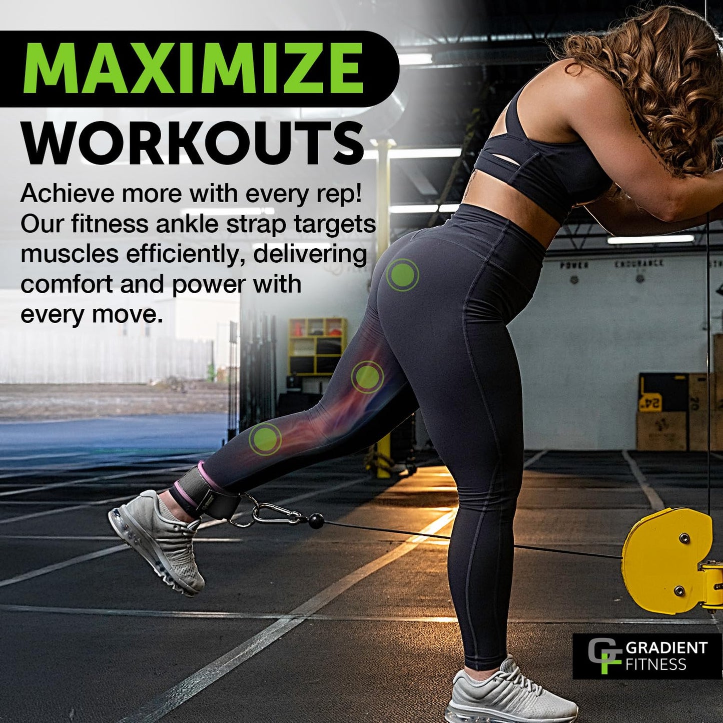 Gradient Fitness Ankle Straps (2 Pack) - Ankle Bands for Workouts, Cable Machine Attachments (Pink|Grey)
