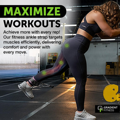 Gradient Fitness Ankle Straps (2 Pack) - Ankle Bands for Workouts, Cable Machine Attachments (Pink|Grey)