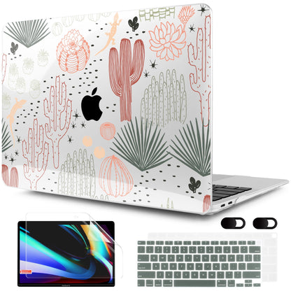 MEEgoodo for MacBook Air 13 inch Case 2021 2020 2019 2018 Released A2337 M1 A2179 A1932 with Touch ID, Plastic Hard Shell & Keyboard Cover Compatible with MacBook Air 13.3, Cacti