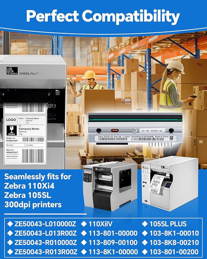 P1004232 Genuine Printhead for Zebra 110Xi4 110XiIV, New OEM Print Head Replacement for Zebra Thermal Barcode Label Printer 300dpi Original Optimal Print Quality Extended Life