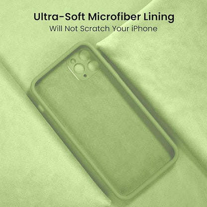 FireNova Designed for iPhone 13 Pro Max Case, Silicone [Camera Protection] Phone Case with [2 Screen Protectors], Soft Anti-Scratch Microfiber Lining Inside, 6.7 inch, Tea Green