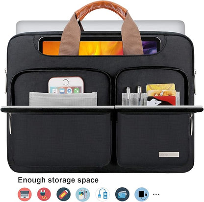 Lacdo 360° Protective Laptop Shoulder Bag, 14 inch Computer Bag for 14 inch New MacBook Pro M4/M3/M2/M1 Chips Pro Max A3112 A3401 A3185 A2918 A2992 A2779 A2442 2024-2021 Computer Messenger Bag, Black