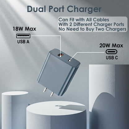 Travel Essentials for Apple Watch Charger,3 in 2 USB C Cable PD20W Block