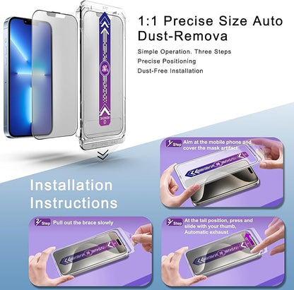 2 Pack Matte Screen Protector for iPhone 16e and iPhone 14 and iPhone 13 and iPhone 13 Pro 6.1-Inch Auto Dust Removal, No Bubbles, Tempered Glass Film, Easy Installation