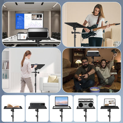 OUKMIC Projector Stand Tripod Laptop Tripod on Wheels with 2 Shelves