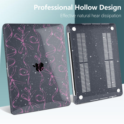 TWOLSKOO Compatible with MacBook Pro 13 inch Case 2023-2016 A2338 M2/M1 A2251 A2289 A2159 A1989 A1706, Plastic Hard Shell Cover & Keyboard Skin & Screen Protector, Sparkly Bows