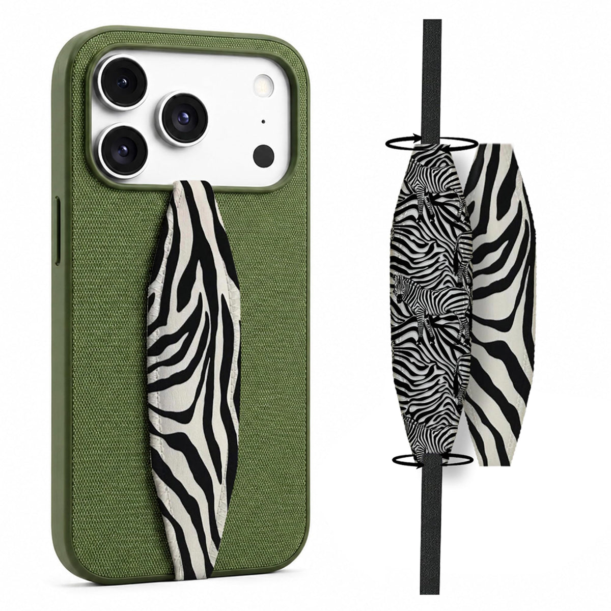 Switchbands Animal Print Phone Grip Strap – Reversible Elastic Strap, Drop Protection, Adhesive-Free, Arthritis Friendly, Wireless Charging Compatible, Universal Fit – Leopard & Pink Tie dye
