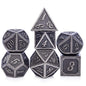 DNDND Metal Dice Set D&D, 7 die Metallic Polyhedral Dice Set with Gift Metal Box and Gold Number for DND Dungeons and Dragons Role Playing Games (Black and Gold)