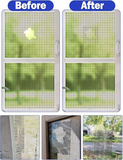 Wohohoho Window Screen Repair Tape, 3 in X 40 FT (480IN) Black Screen Patch Repair Kit, 3-Layer Strong Adhesive Invisible Screen Tape Mesh Repair for Windows, Doors Garage Mosquito Net Magnetic Screen