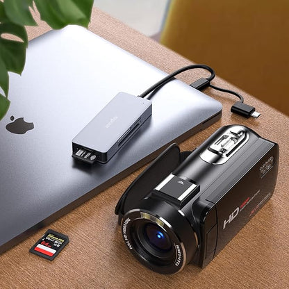 USB C USB3.0 SD Card Reader, 5in1 Multi Card Reader for SD/TF/CF/Micro SD/MS/M2, Drive Free for iPhone 15 pro max/Windows/Mac/Linux/Android (USB3.0 and Type-C)