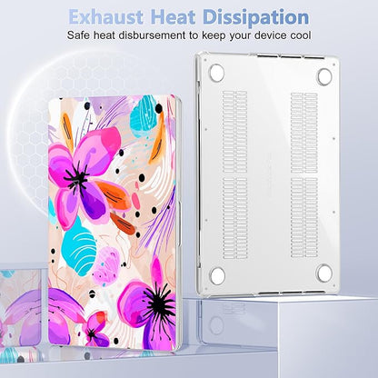for MacBook Pro 16 inch Case 2021 2022 2023 2024 Release A3186 A3403 M4 A2991 M3 A2780 M2 A2485 M1 Pro/Max, Hard Shell Case with Screen Protector & Keyboard Cover, Trendy Floral
