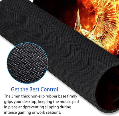 Cool Phoenix Mouse Pad Personalized Design, Non-Slip Surface, Rubber Base, Small Office Desk Pad for Computers and Laptops