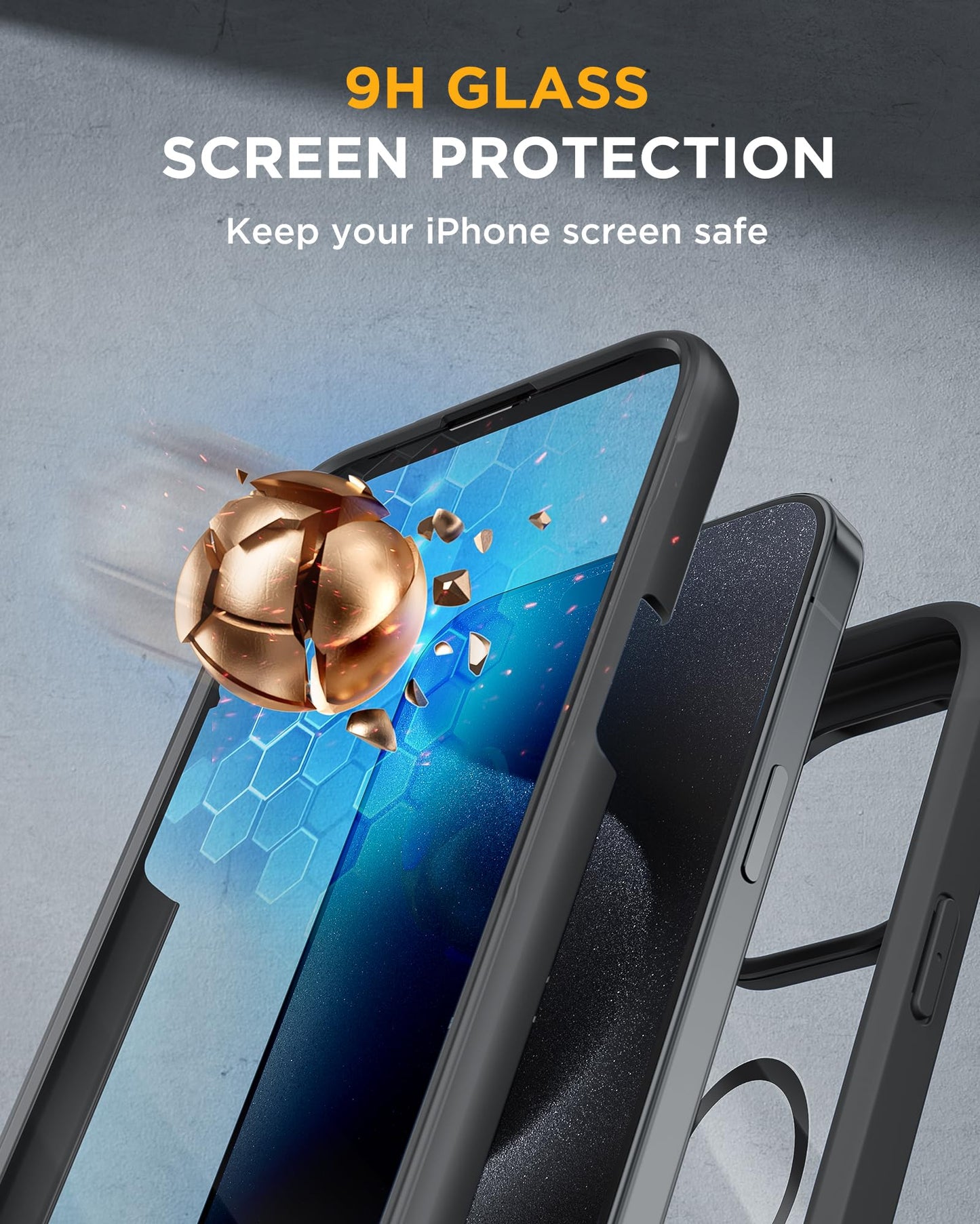 Miracase Magnetic for iPhone 12 Pro Max Case [Compatible with MagSafe] Full-Body Phone case with Built-in Glass Screen Protector& Camera Protector, Military Drop Proof 12 Pro Max Cover, Black