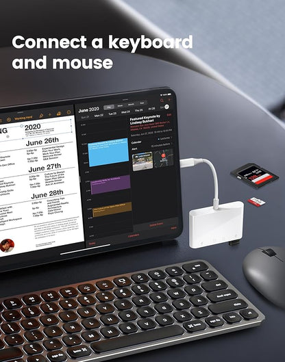 USB C SD Card Reader, Type C 4-Slots Memory Card Adapter with Dual USB Ports, Supports SD, MicroSD, Compatible with iPhone 15,iPhone 16, iPad, Mac, Laptop, MacBook, Android Galaxy
