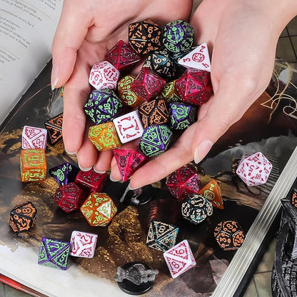 CiaraQ DND Polyhedral Dice Set (42pcs) with A Gold Pattern Drawstring Bag for Dungeons and Dragons RPG MTG Table Games. 6 Sets Halloween Pumpkin Role Playing Dice Set