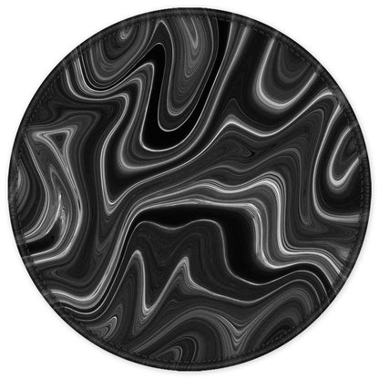 ITNRSIIET Round Mouse Pad with Stitched Edge Premium-Textured Waterproof Non-Slip Rubber Base Desktop Protection Mat Diameter 8.7 inches, Abstract Black and White