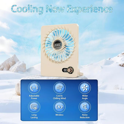 Mini Portable Fan, Silent Rechargeable Desk & Handheld with Adjustable Speeds & Angles, Long-Lasting Battery, Light Personal Wireless Cooling for Office, Bedroom, Classroom, Travel