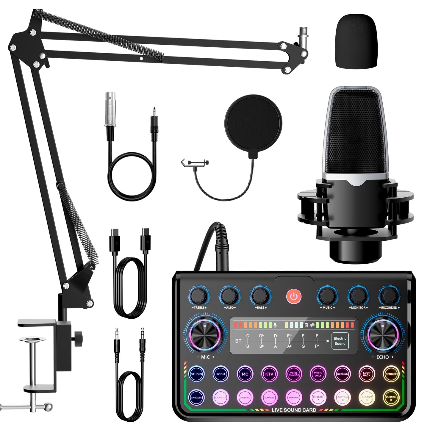P99 Podcast Equipment Bundle,Audio Interface with Studio Microphone