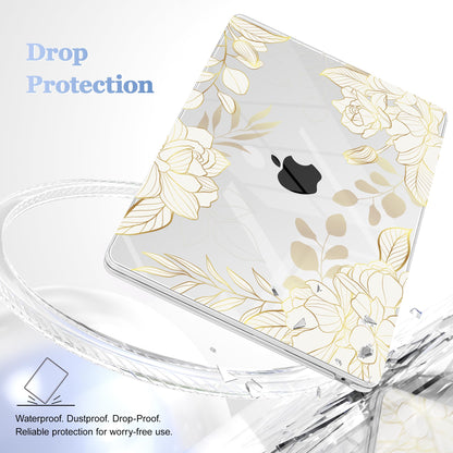 Lepeoac Case for 2026/2025/2024/2023 MacBook Air 15-inch Laptop Release M5 A3448 /M4 A3241 /M3 A3114 /M2 A2941, Stylish Protective Hard Shell Cover for MacBook Air 15.3 inch - Gold Rose Flowers