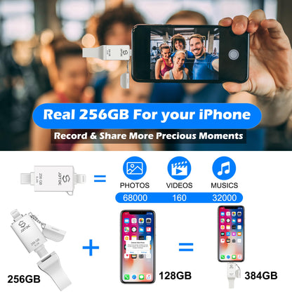 Genuine 256GB Apple MFi Certified Photo Stick for iPhone 17/16/15/14/13/12