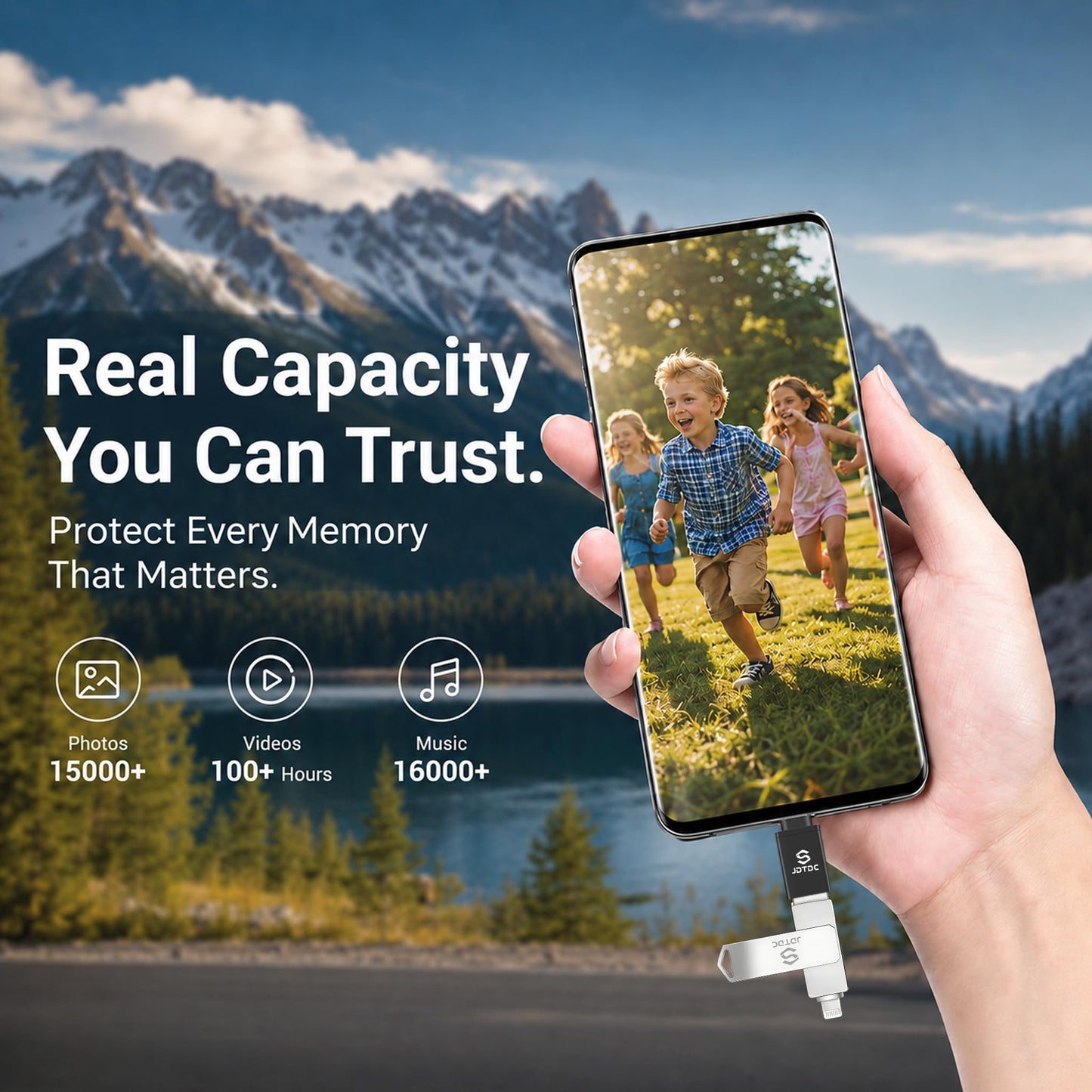 True Capacity 256GB MFi Certified iPhone Photo Stick, 3-in-1 Flash Drive