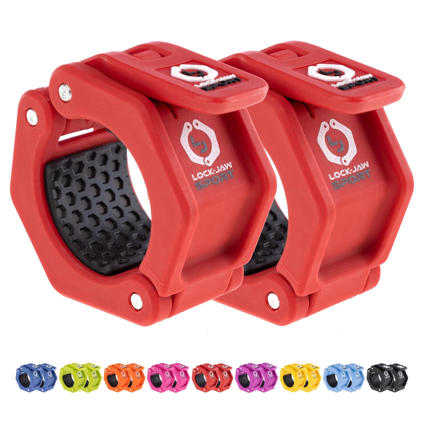 Lock-Jaw Barbell Collars Sport Olympic Barbell Clamps 2 Pcs – Heavy Duty Bar Clamps for 2” & 50mm Olympic Bars – Secure Weight Bar Clamps for Strength Training & Home Gym Accessories – Red