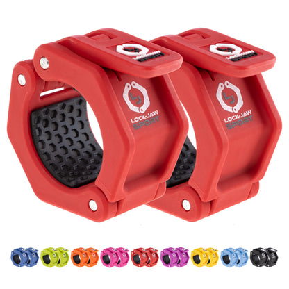 Lock-Jaw Barbell Collars Sport Olympic Barbell Clamps 2 Pcs – Heavy Duty Bar Clamps for 2” & 50mm Olympic Bars – Secure Weight Bar Clamps for Strength Training & Home Gym Accessories – Red