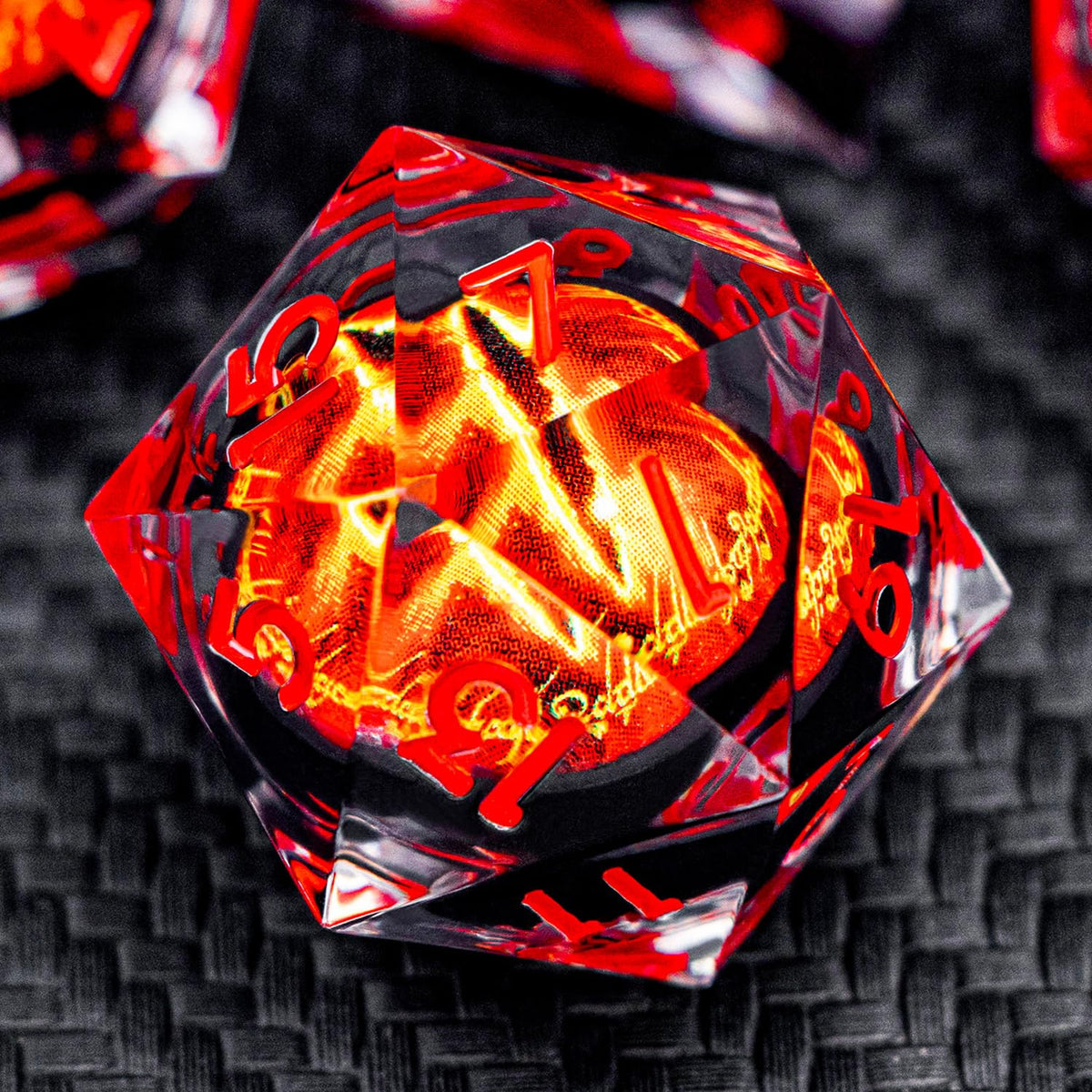 ARUOHHA DND Resin Dice Gazes Eye Dice Liquid Core Flaming RPG Sharp Edged Dice Set with Gift Box, Polyhedral D and D Dice Set Compatible with Dungeons Dragons Role Playing Game D20 D12 D10 D8 D6