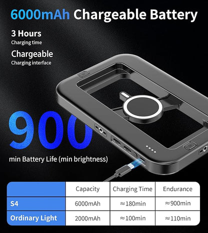 Double-Sided Magnetic Phone Ring Light with Mini Tripod Stand,448 LED 6000mAh Rechargeable RGB Selfie Light for iPhone,Handheld Stabilizer with Light for Magsafe/Phones/Video Recording/Makeup/Photos