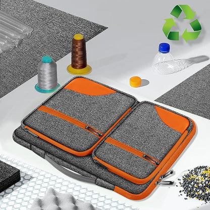 Hseok Laptop Case 15 15.6 16 inch Sleeve with Handle and Hidden Strap,Compatible with MacBook Pro 15.4 16, 360° Protective PC Briefcase with 4 Pockets for Laptop Accessory,Easy to Carrying,Gray-Orange